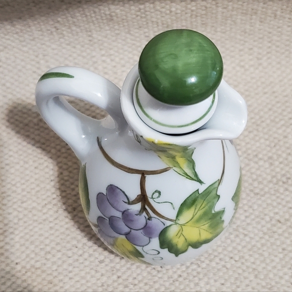 Andrea by Sadek Porcelain Oil / Vinegar Pitcher. Grape pattern - Picture 3 of 11